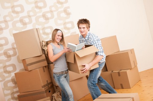 Office furniture and equipment prepared for a local commercial move